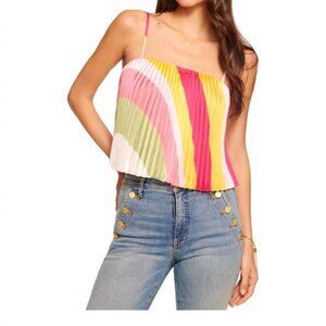 NWT NEW Ramy Brook Sarah Crop Top Pink Punch Stripe XXS